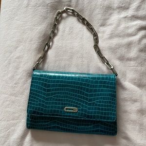 Vintage GUESS teal crocodile pochette purse